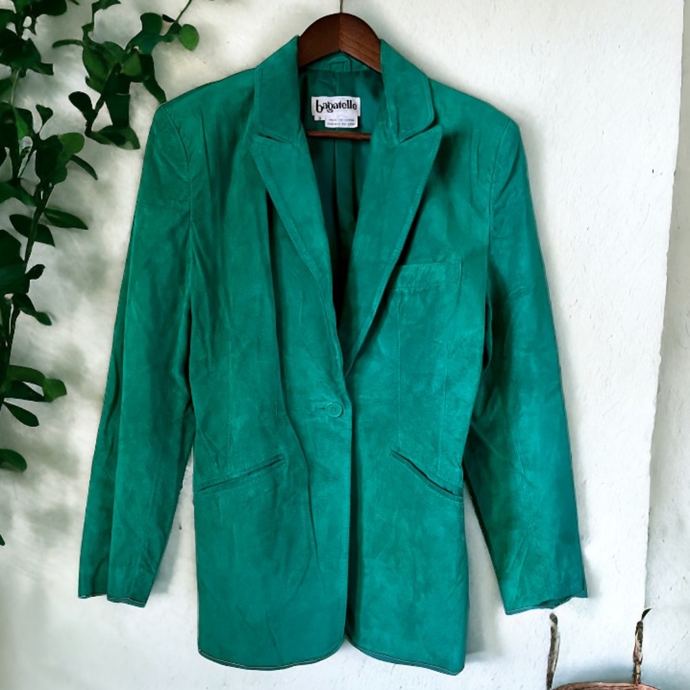 Bagatelle Green Genuine Suede Blazer Size 6 - Picture 10 of 13